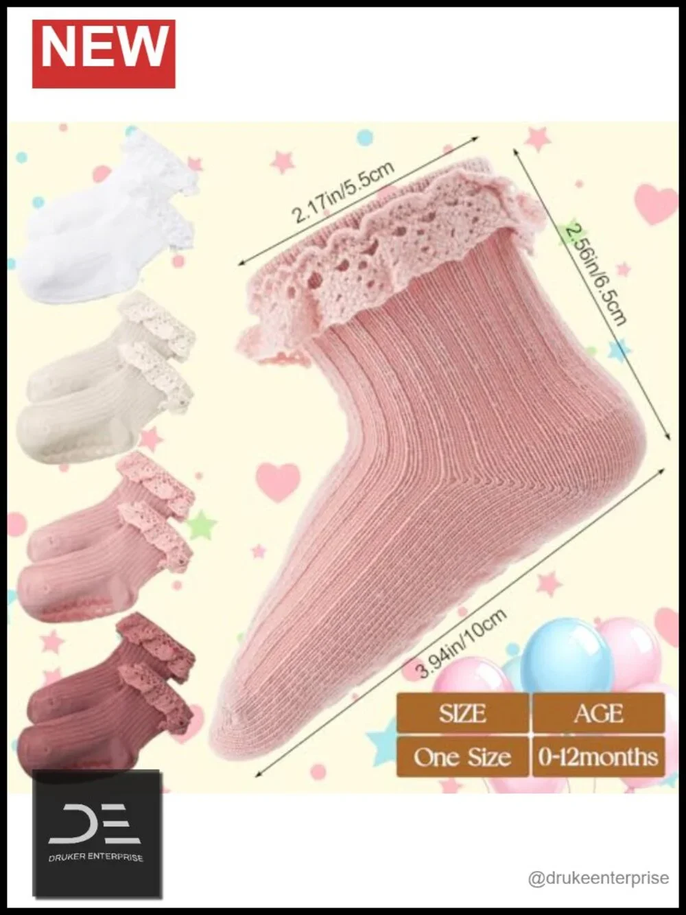 Baby Girl Headband & Non-Slip Socks Set 8pc Cute Bow Design 0-12 Months